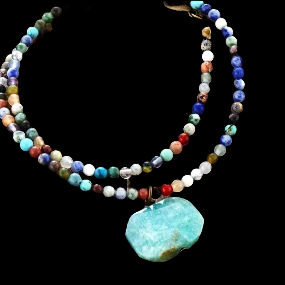 Handmade natural stone beads boho necklace